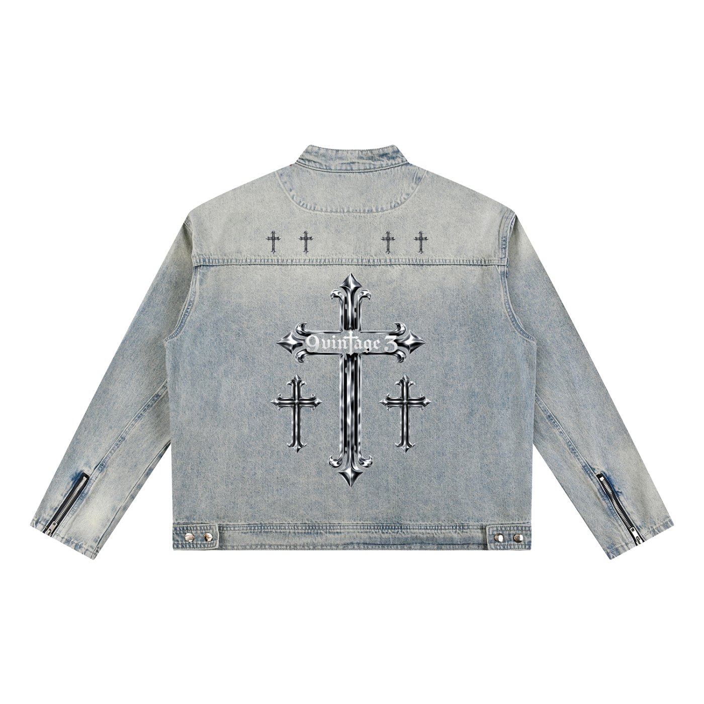 God Body - Vintage Washed Zip Up Denim Jacket