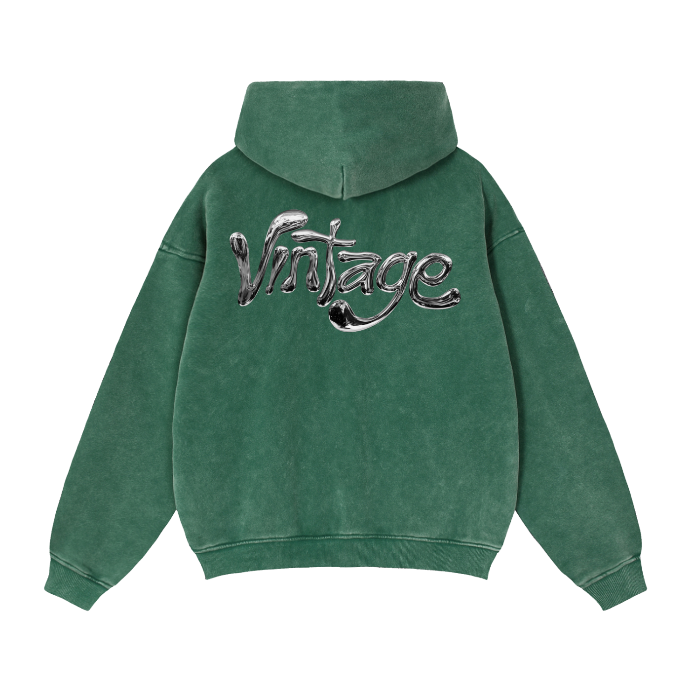 Liquid Chrome - Double Zip Boxy Fleece Hoodie