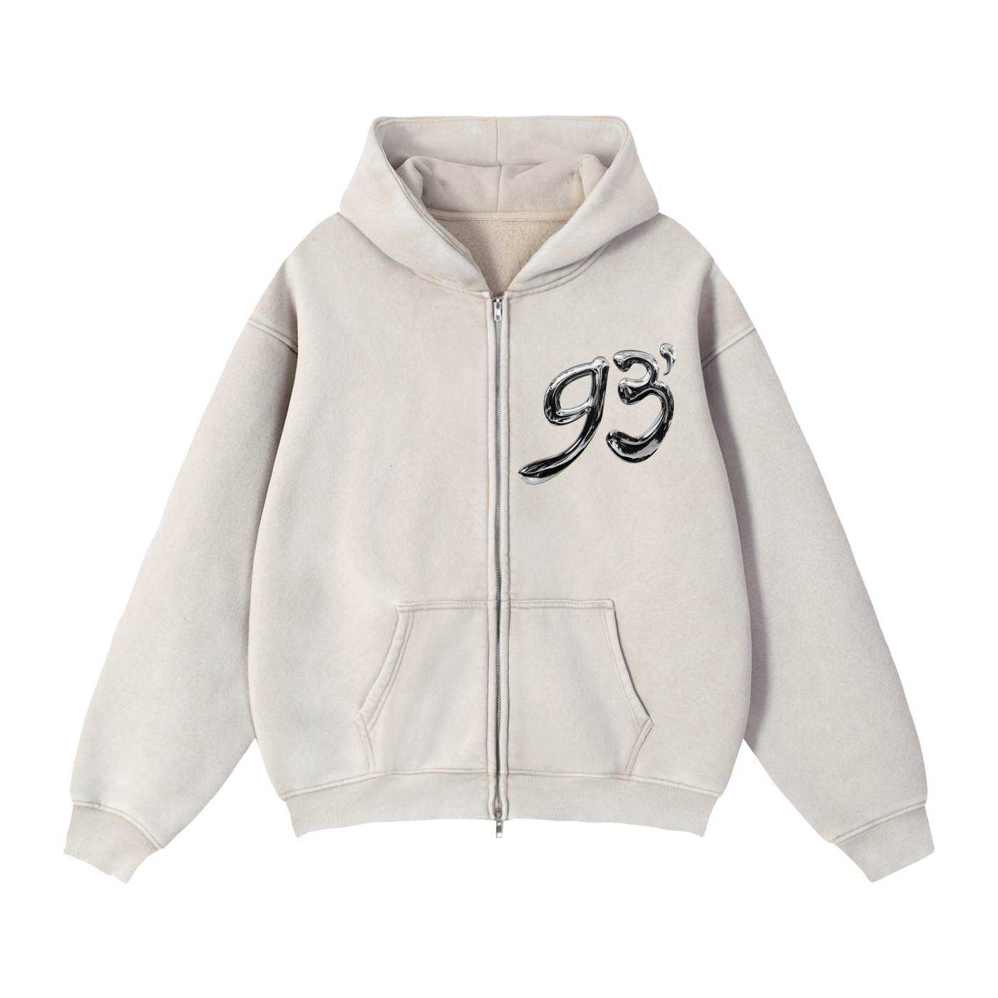 Liquid Chrome - Double Zip Boxy Fleece Hoodie