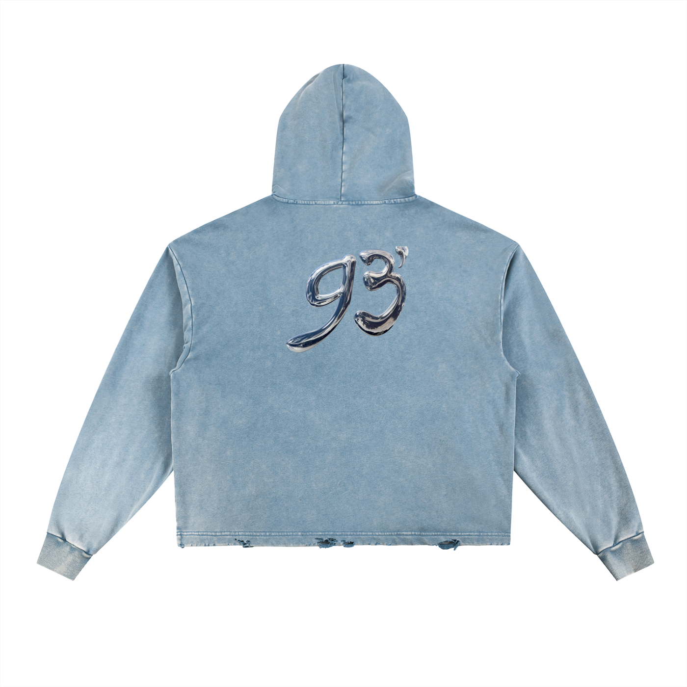 Liquid Chrome - Vintage Washed Frayed-Hem Hoodie