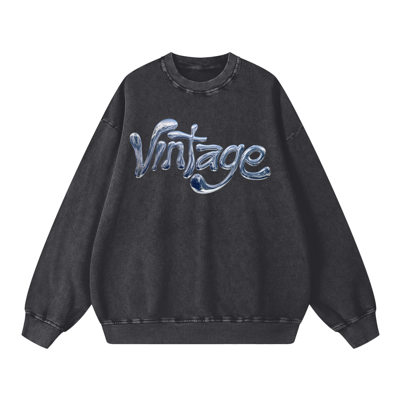 Liquid Chrome - Snow Washed Oversized Sweatshirt