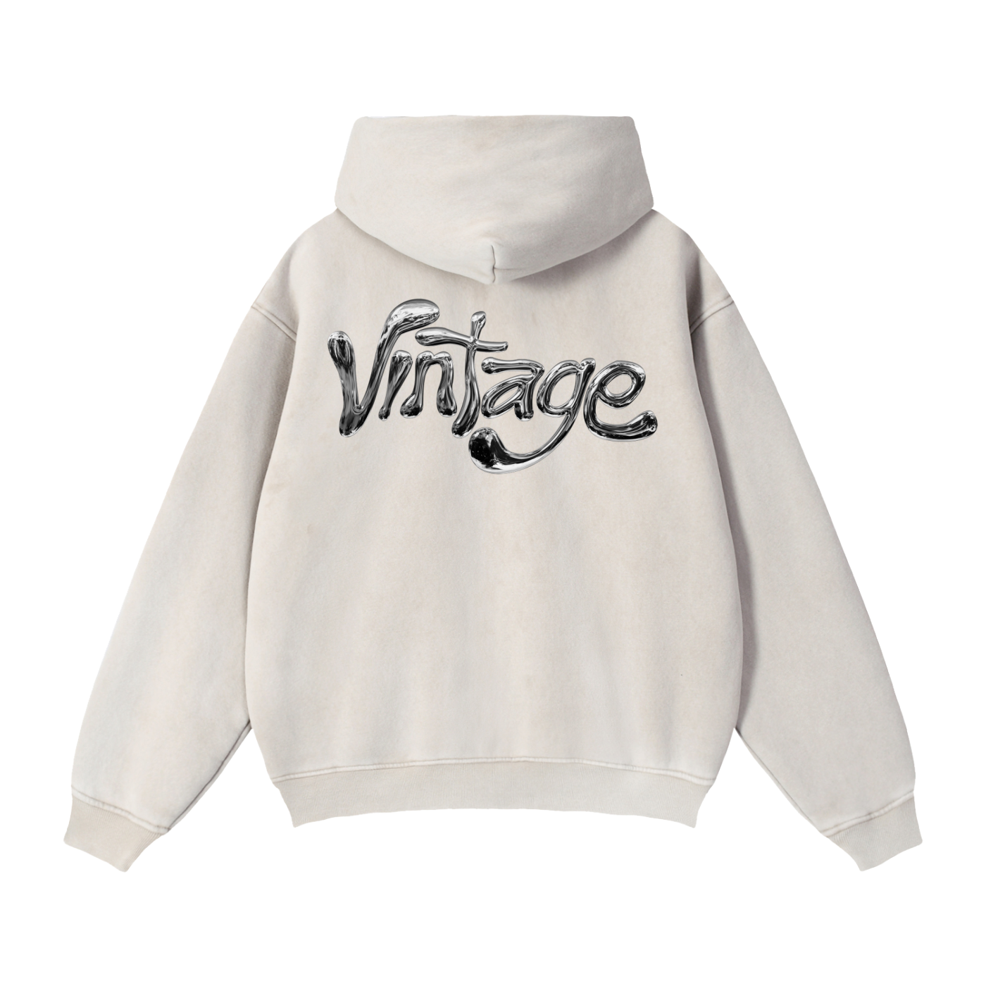 Liquid Chrome - Double Zip Boxy Fleece Hoodie