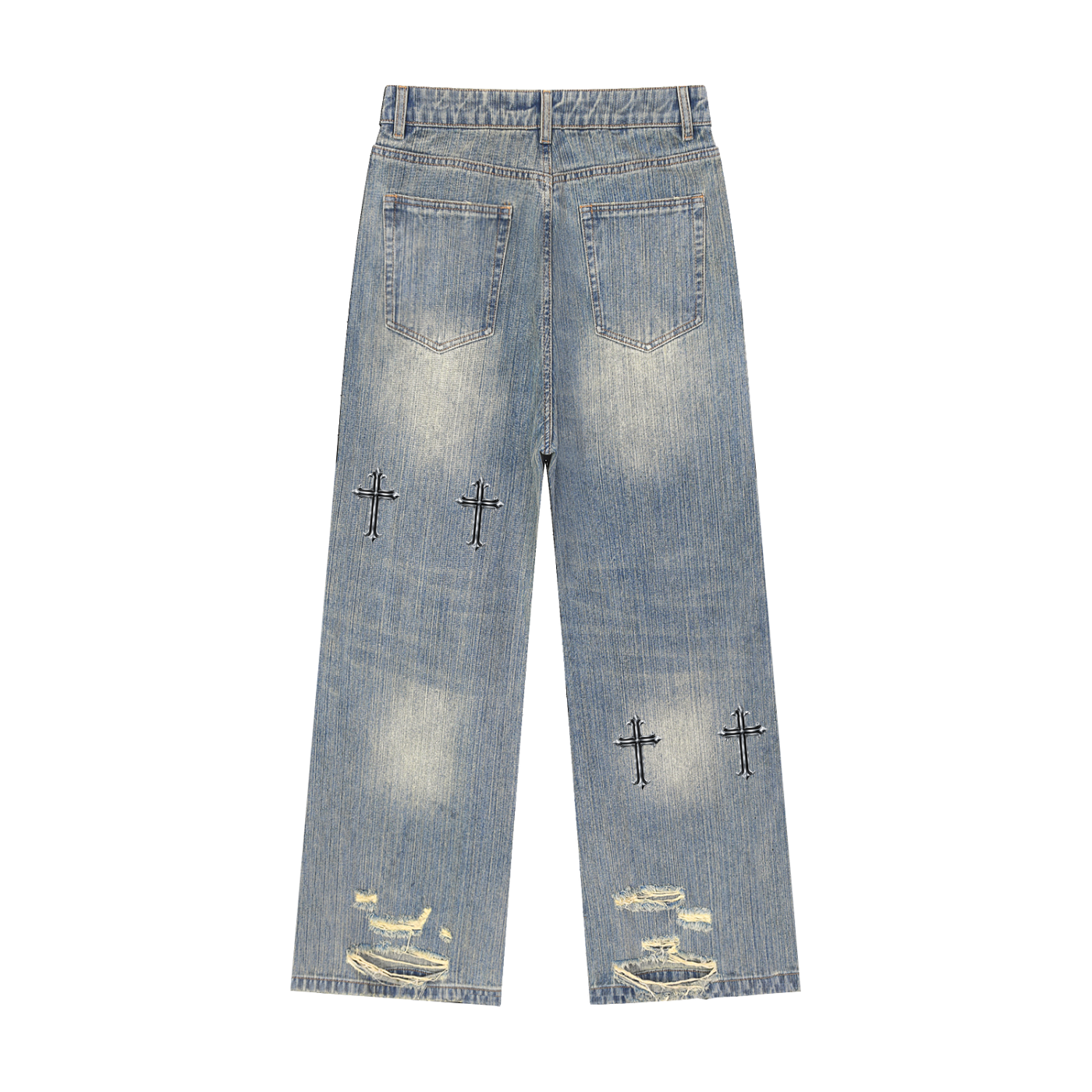 God Body - Vintage Washed Distressed Denim Jeans